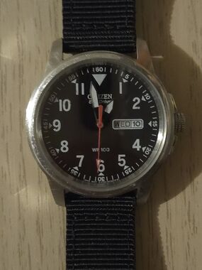Citizen Eco-Drive Black Dial Nylon Strap Watch